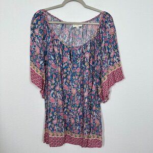 Cynthia Rowley Women's Size 2X Boho Top Shirt Blouse Tunic Floral Viscose